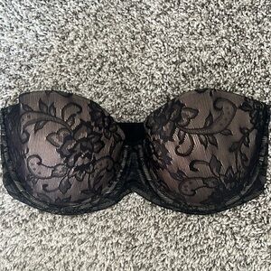 Natori Black Lace Strapless Bra